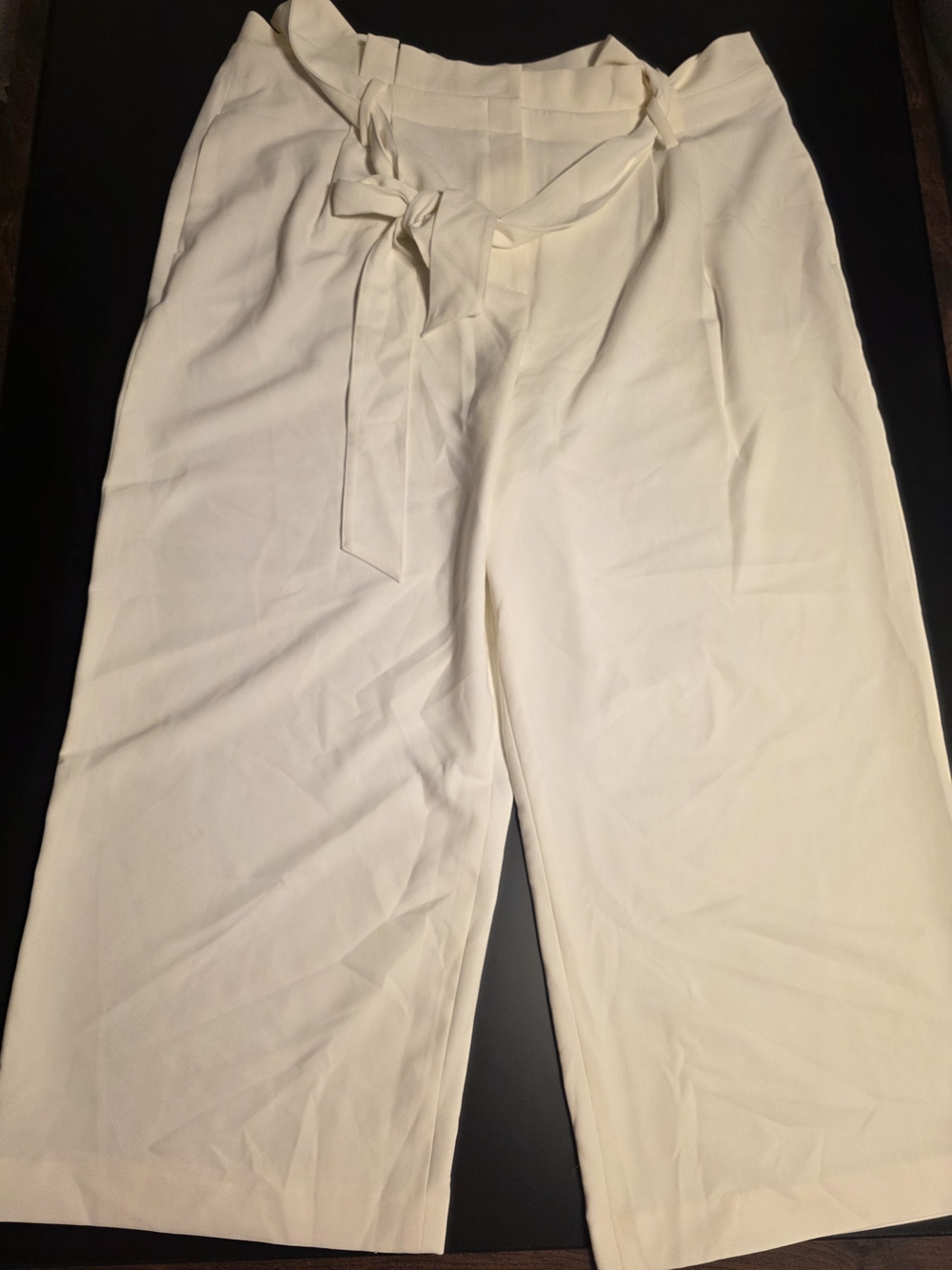 Boden Cream Wide-Leg Tie-Waist Pants